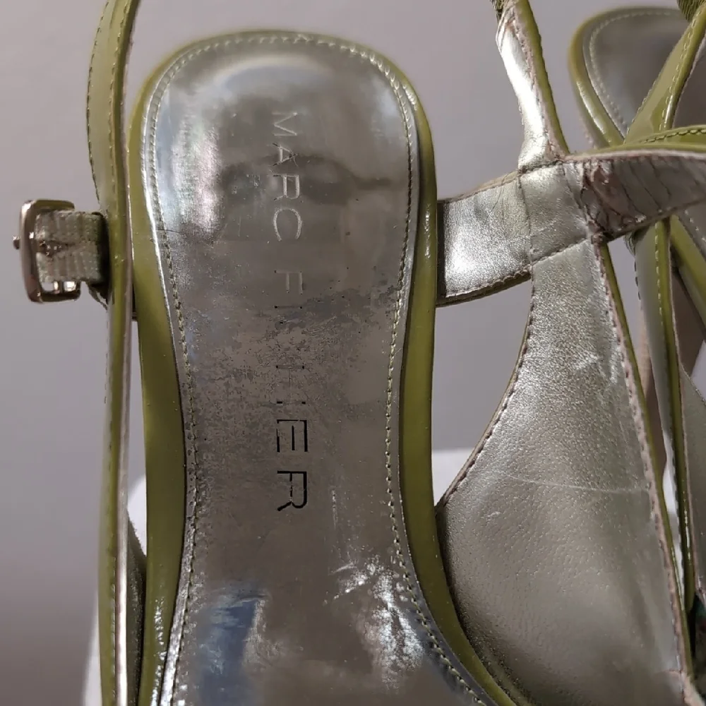 Marc Fisher Olive Floral Peep-Toe Heels - Picture 2 of 6